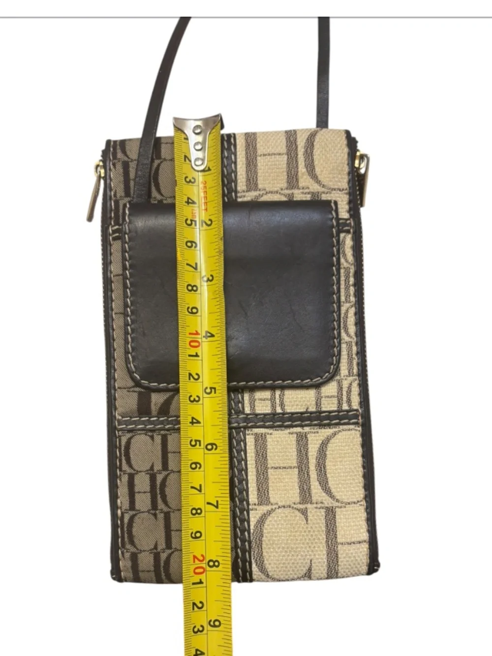 Carolina Herrera monogram brown slim crossbody bag - Picture 6 of 10